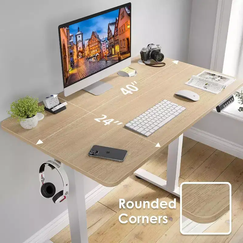 PexFix 40 x 24 Electric Standing Desk Nature Desktop Height Adjustable Computer Desk Stand up Home Office Desk with Splice Board