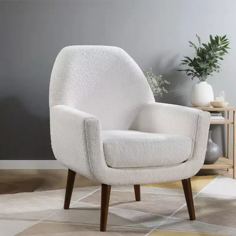 Okak Elegant Accent Chair Living Room Reading Chair with Soft Cushion Prince Mid-Century Armchair with Solid Wood Legs for Office Bedroom