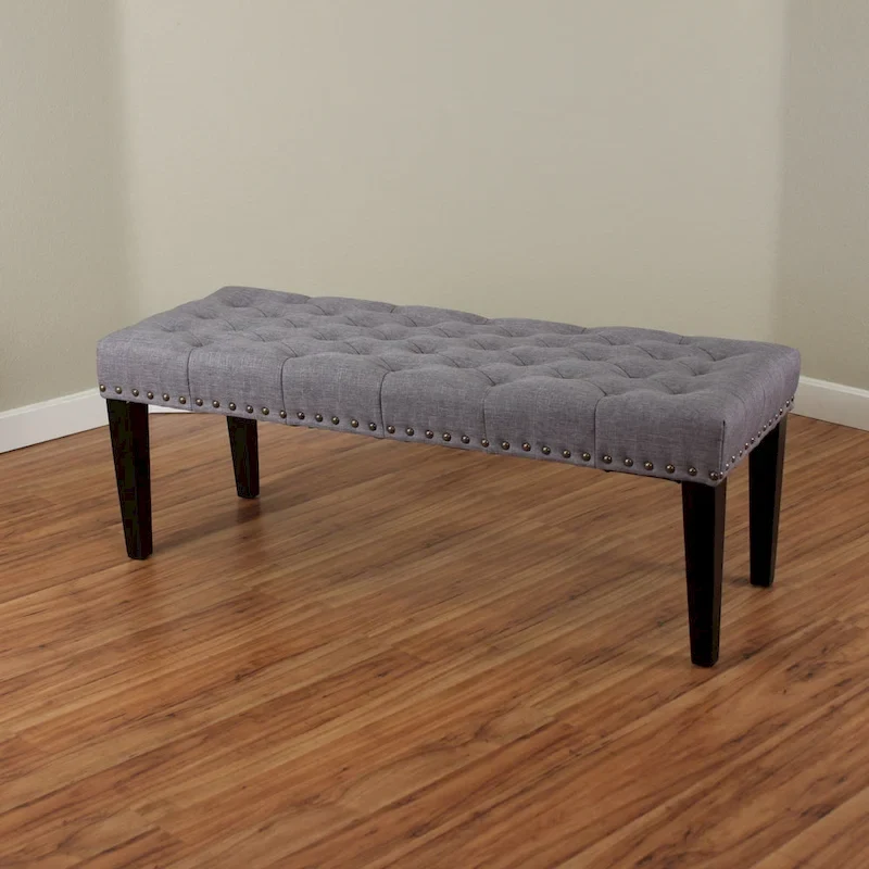 49-inch Linen Upholstered Tufted Transitional Bench