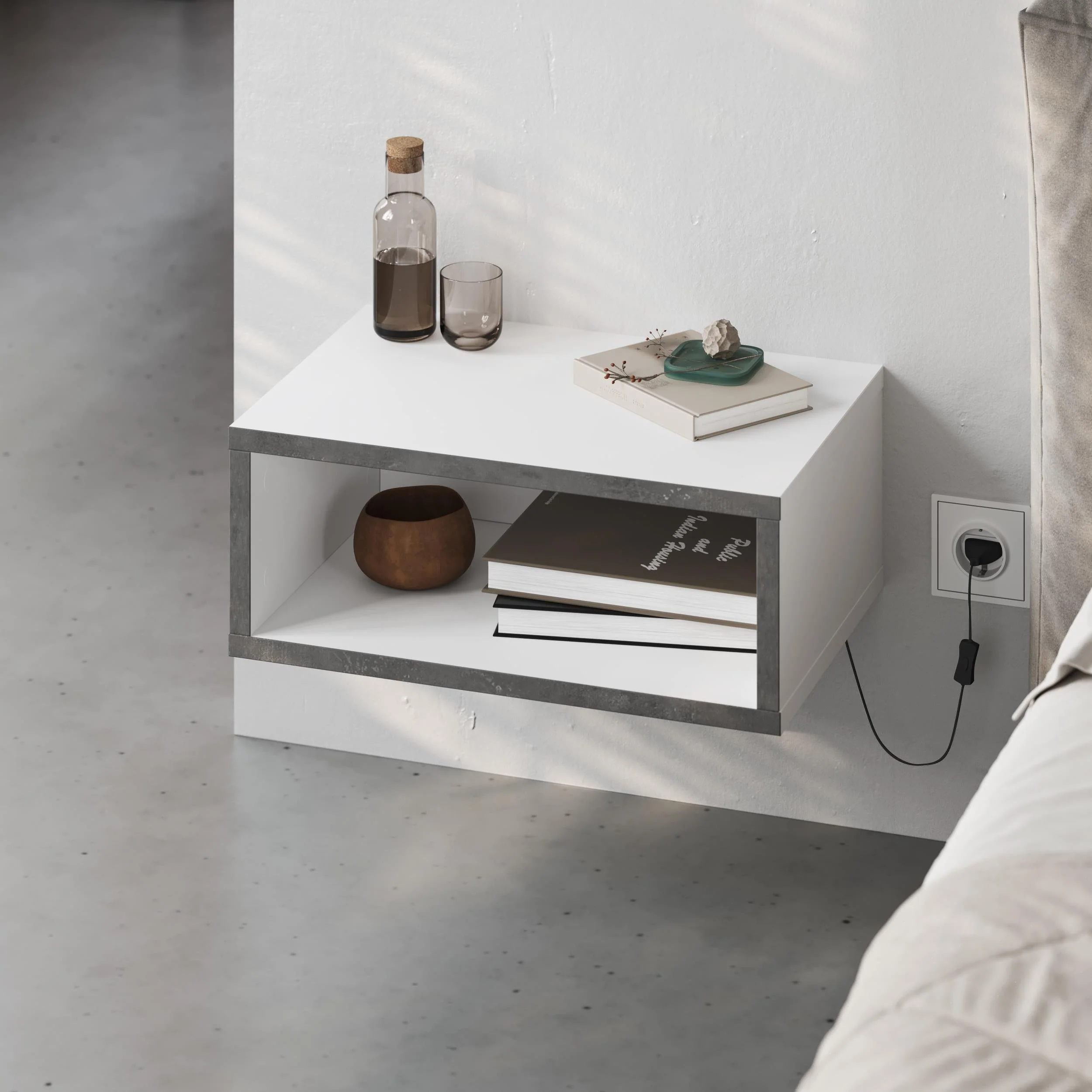 Wall Mounted Bedside Table – Floating Nightstand – Modern Design