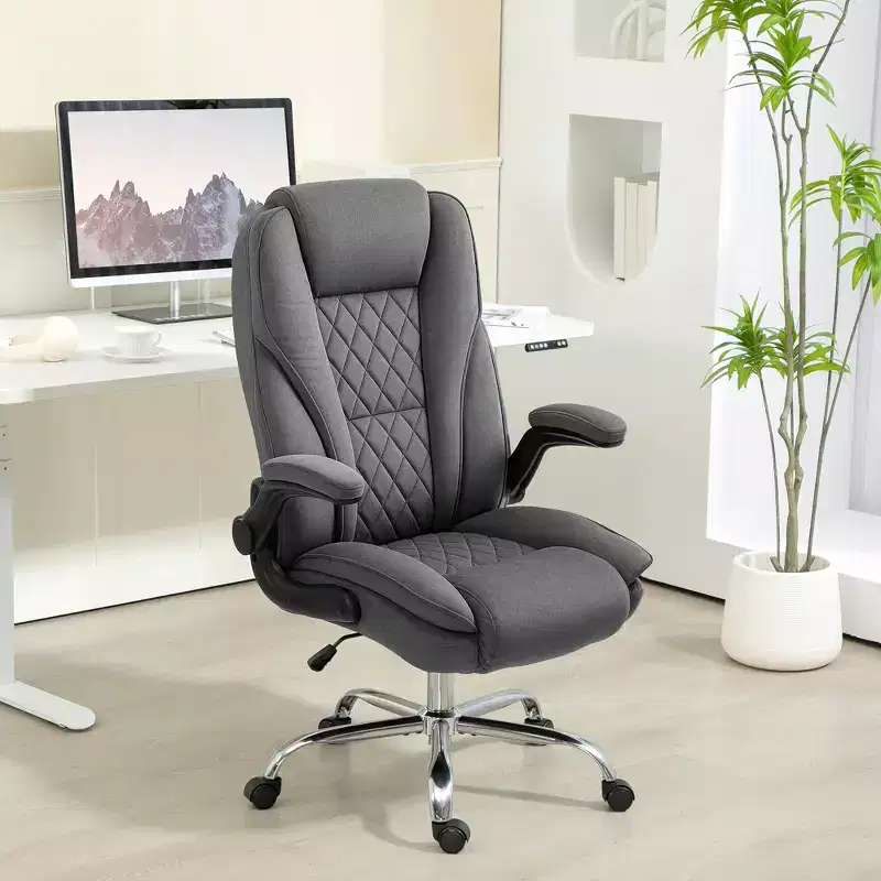 Executive Office Chair with Flip-Up Armrests, Adjustable Height & Swivel Wheels, 300 lbs