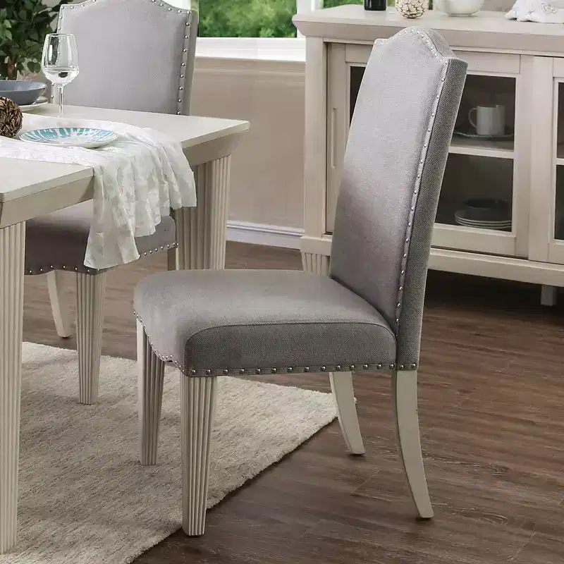 Set of 2 Ramond Transitional Side Chairs: Nailhead Trim, Cushioned, Wood Legs - HOMES: Inside + Out