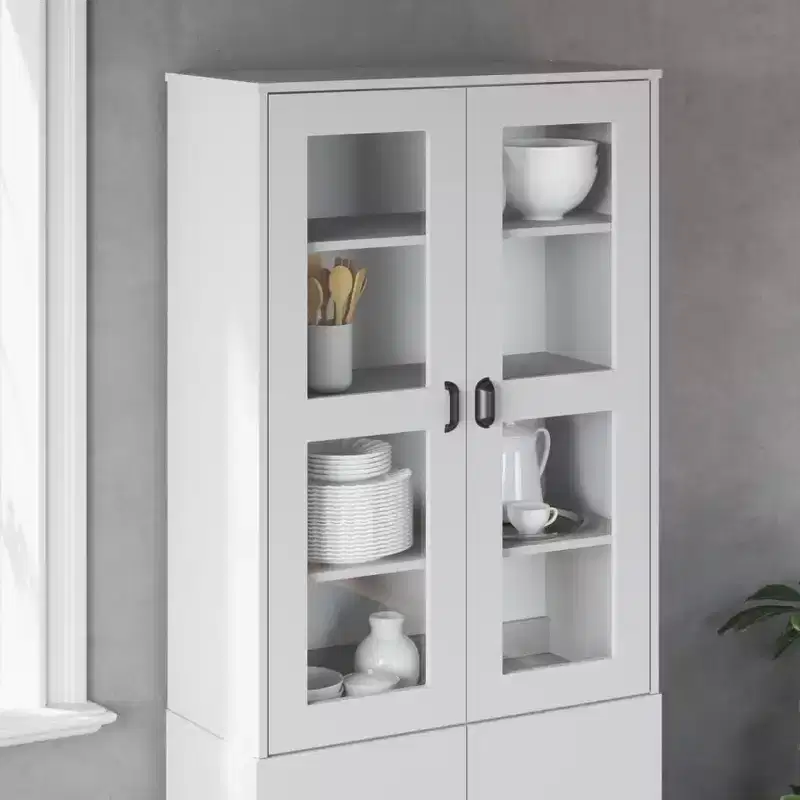 Industrial Highboard Top with 3 Shelves & Frosted Glass Doors – Anthracite