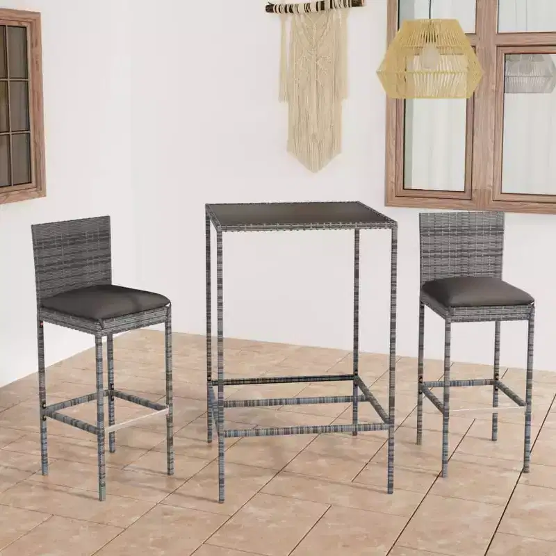 vidaXL Garden Bar Set Table: Cushions: