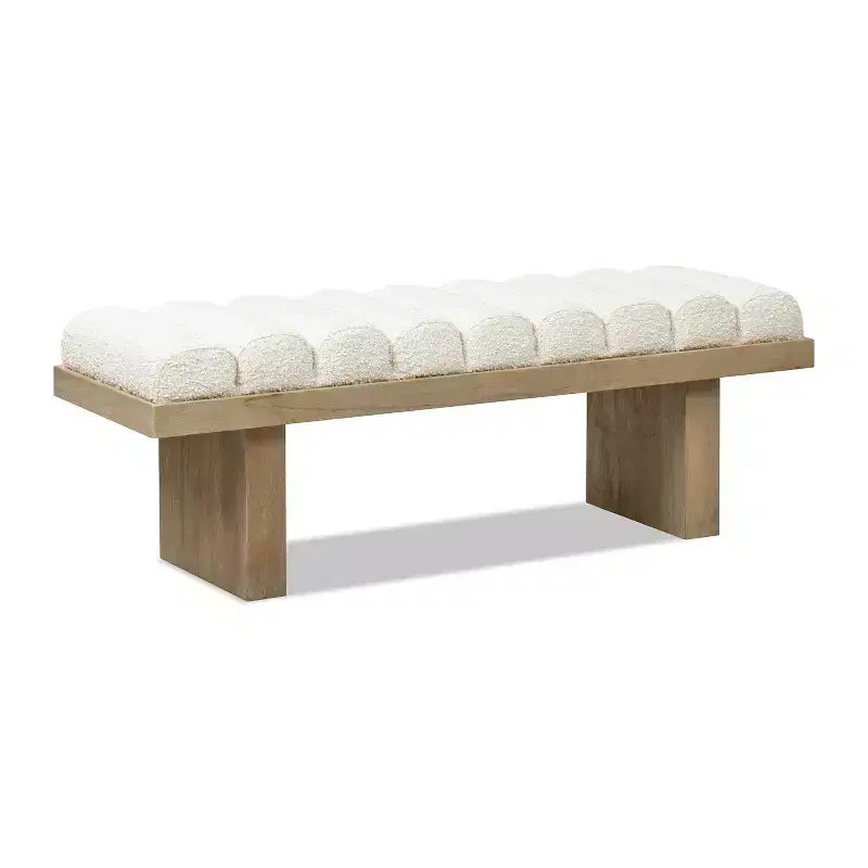 Jennifer Taylor Home Bella 52 Upholstered Modern Accent Bench, Ivory White Boucle
