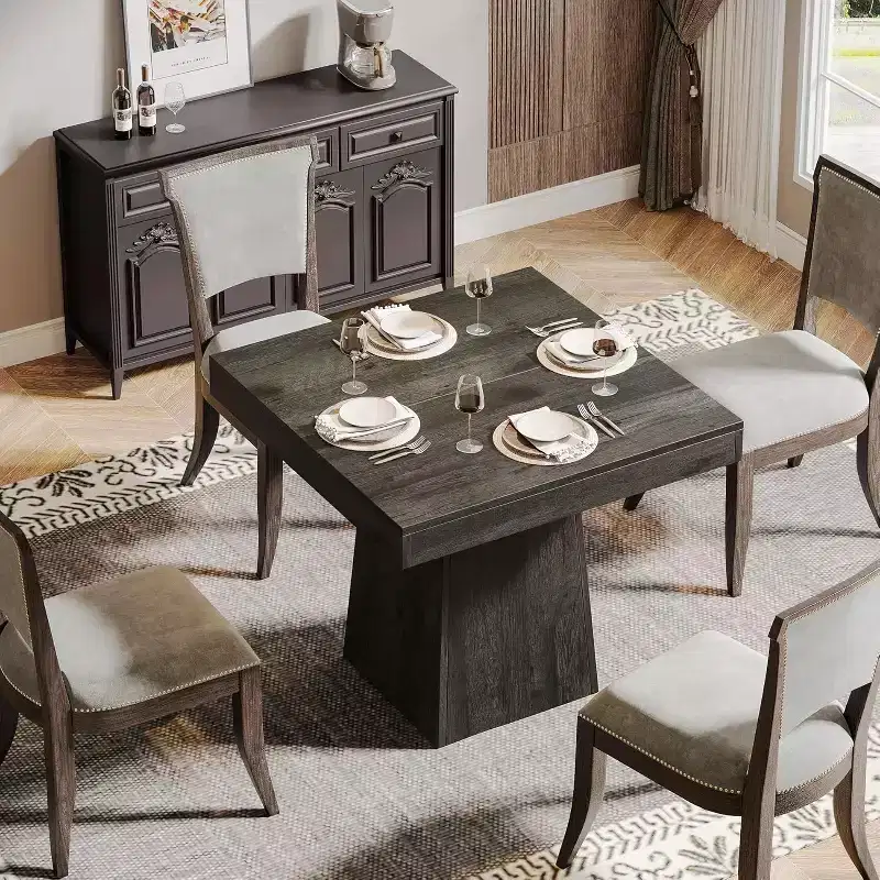 MDF Square Dining Table 31.5''W x 29.53''H with Pedestal Base