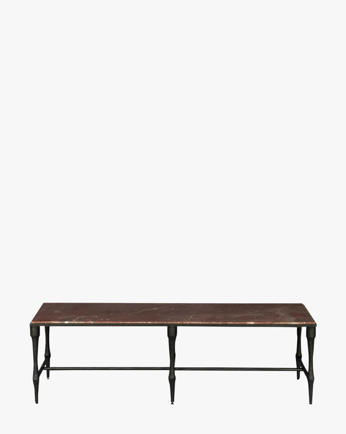 Modern Marble & Hardwood Coffee Table with Smoke Finish & Iron Detail for Living Room