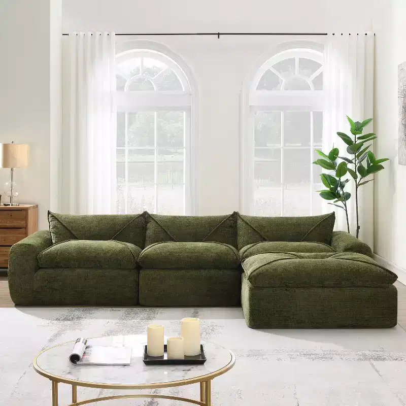 Whisen 116 Modular 4-Seat Sofa Bed, Spacious Foam Filled, Elderly/Baby Safe, No Assembly, Free Combination