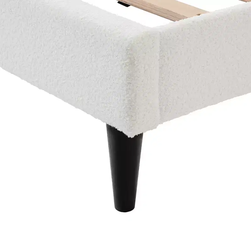Christopher Knight Home Selene Modern Rubberwood Boucle Upholstered Bed with Light and Petal Headboard