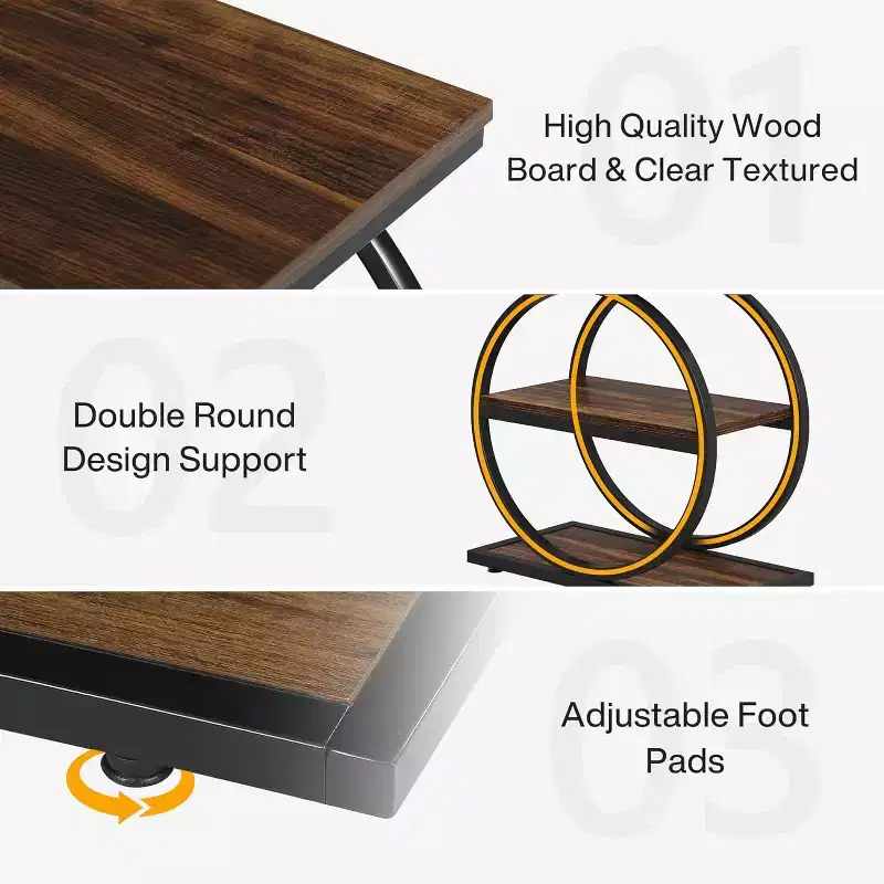 Lantine End Table Set, Bedside Table with 3 Tiers Shelves, 2PCS
