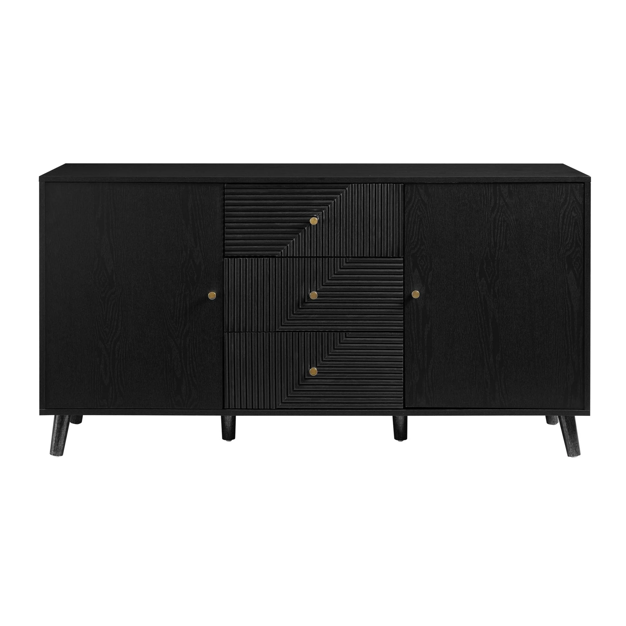 Modern Black Sideboard with Drawers for Living Room