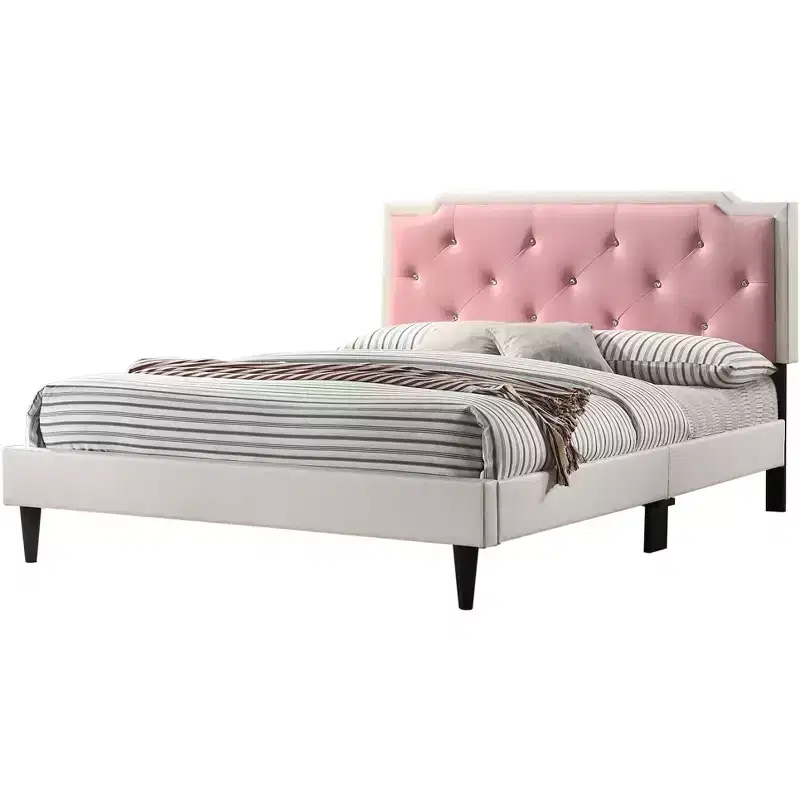 Passion Furniture Deb Jewel and Tufted Full Panel Bed
