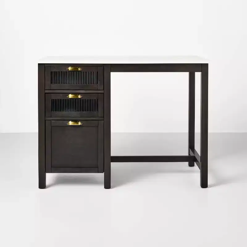 48 Reeded Glass & Wood Kitchen Island with Seating Nook - Hearth & Hand with Magnolia