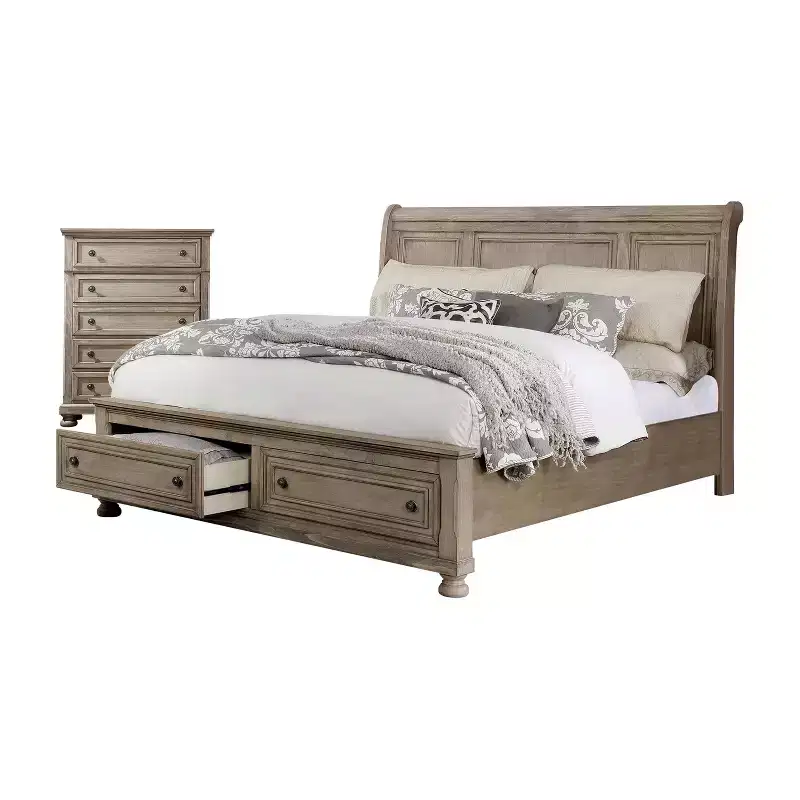 2pc Queen Bed and Chest Set Gray