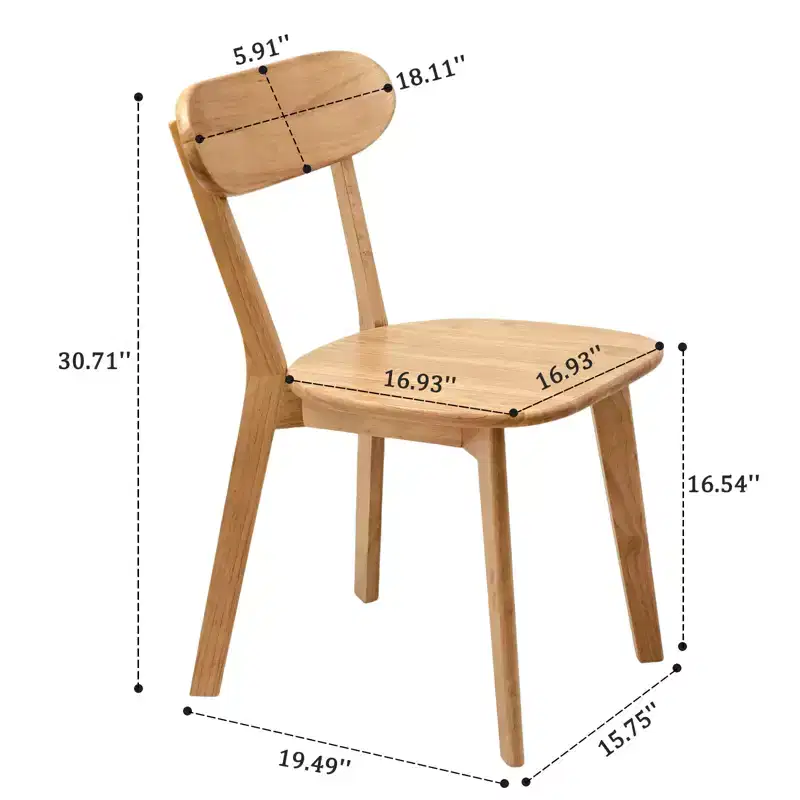 GDFStudio Dalton Mid Century Modern Solid Wood Dining Chairs with Ergonomic Curved Backrest (Set of 2)