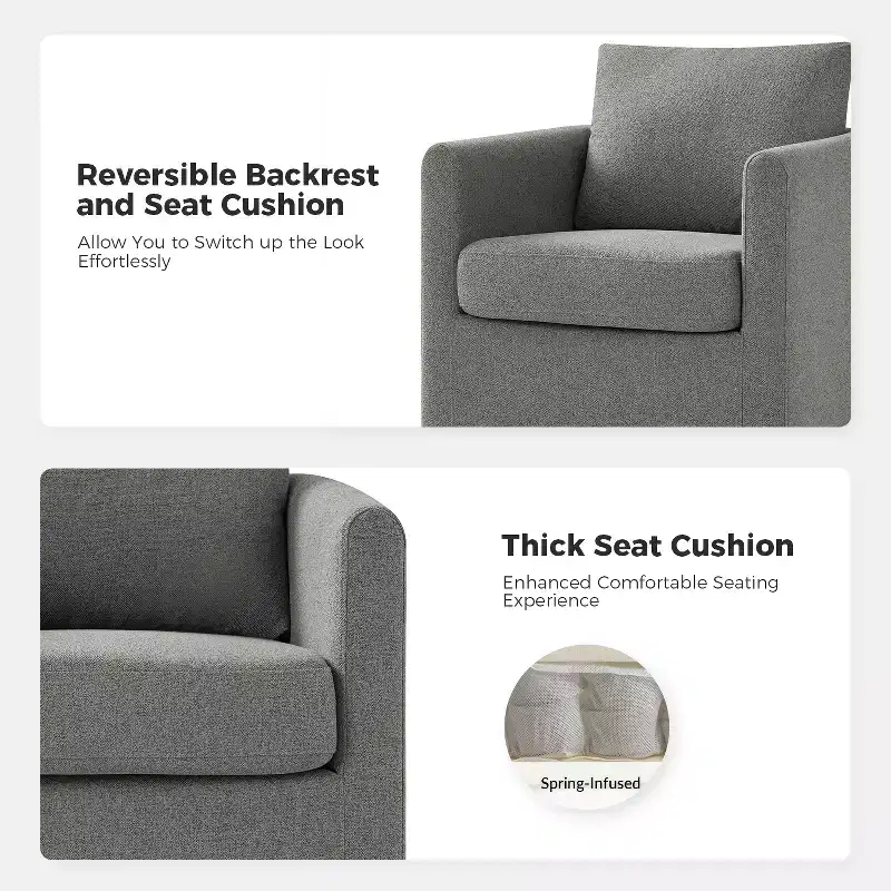 Bernhard Slipcovered Swivel Chair with textured fabric and flared armrests| HULALA HOME