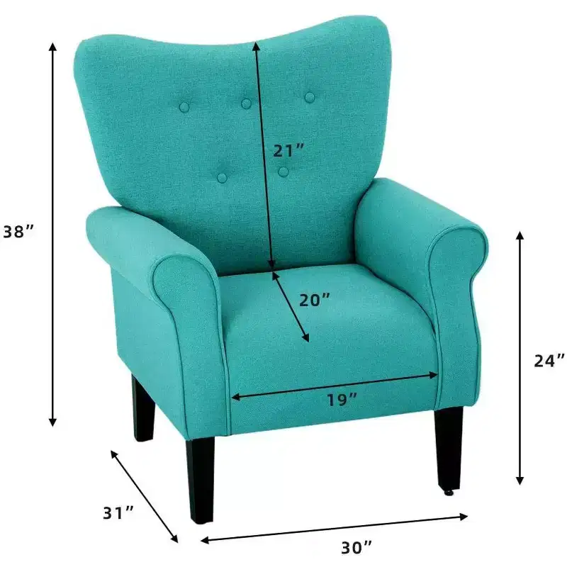 Erommy Mid Century Velvet Tufted Armchair, High Back Accent Chair
