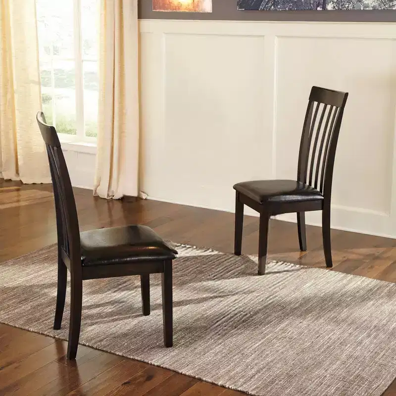 Signature Design by Ashley 2pc Hammis Upholstered Side Chair Brown: Vinyl Seat, Wood Legs, Mid-Century Modern