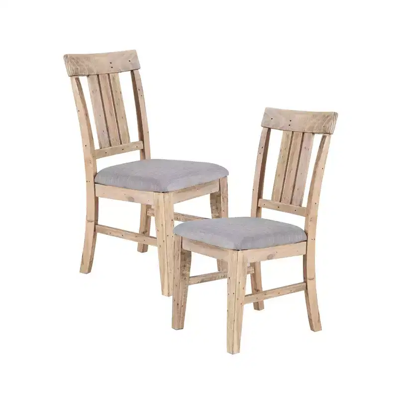 Ink+Ivy Set of 2 Sonoma Dining Side Chair Natural/Gray: Upholstered, Wood Frame, Foam Cushion