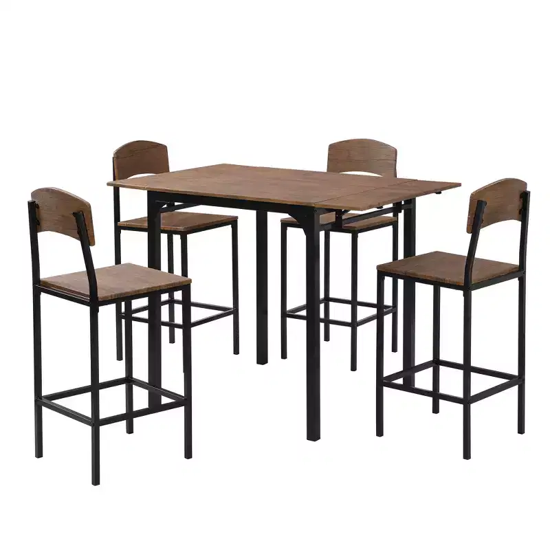 Whisen Farmhouse 5-piece Counter Height Drop Leaf Dining Table Set with Dining Chairs
