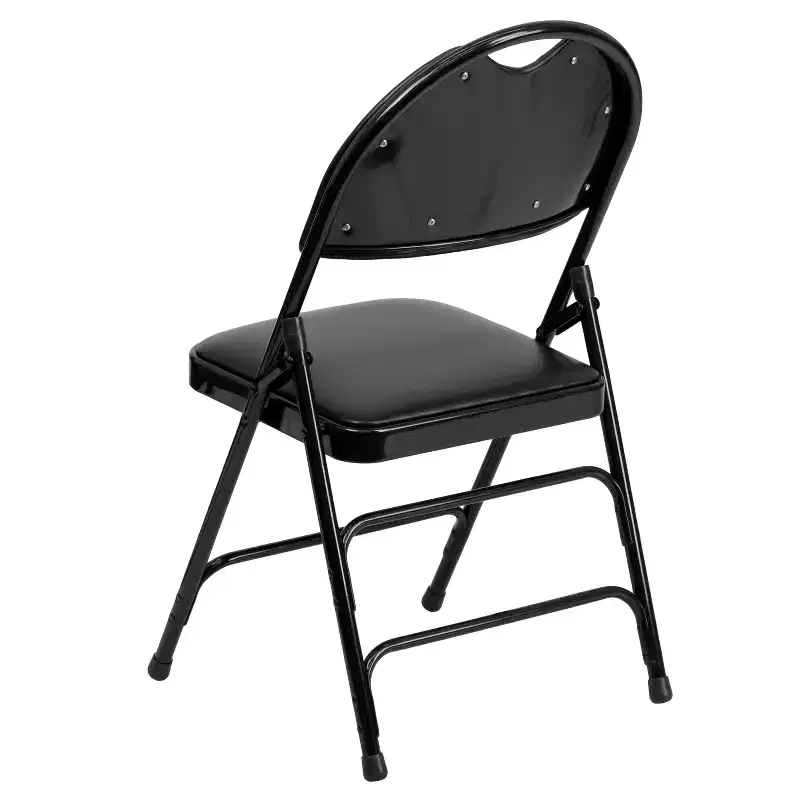Extra Large Ultra-Premium Triple Braced Metal Folding Chair with Easy-Carry Handle