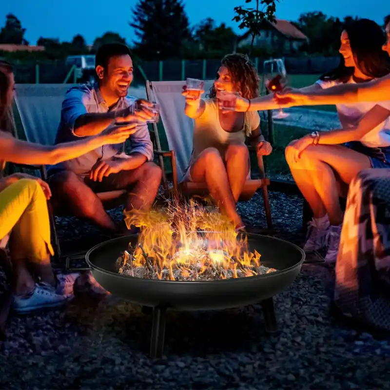 23 Round Outdoor Wood-burning Fire Pit With Support Legs
