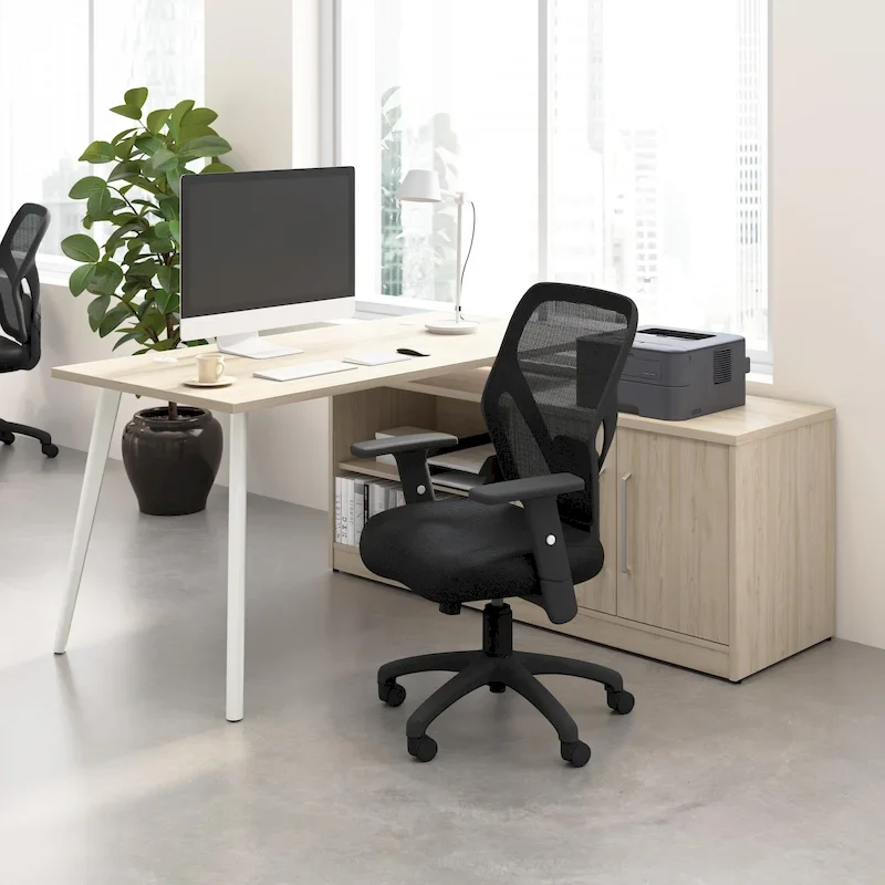 Vista 60W L Shaped Desk with Storage Cabinet