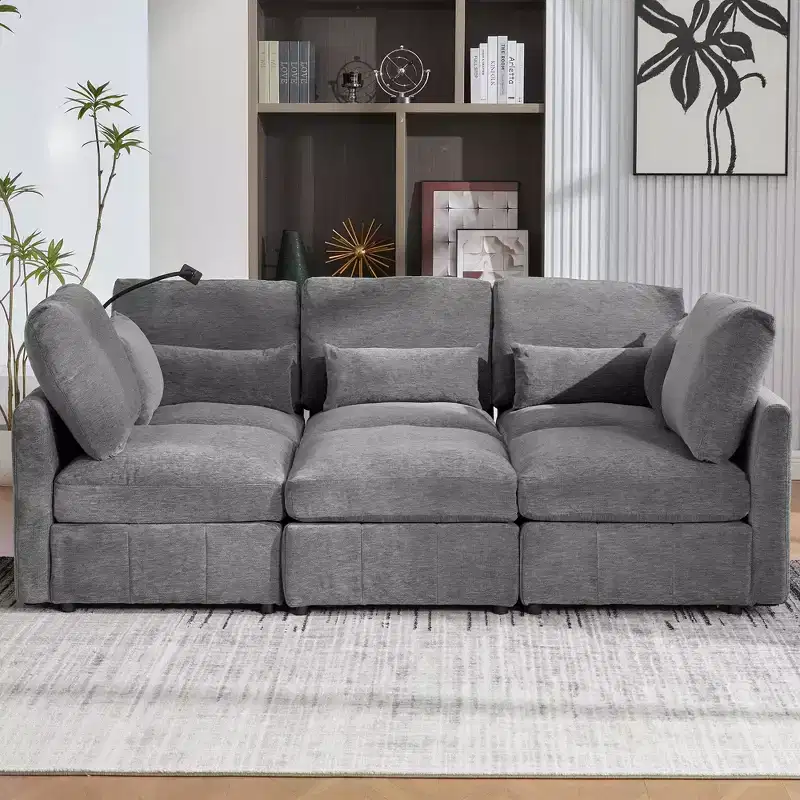 Merax Multifunctional Modular Sectional Sofa with Movable Ottoman