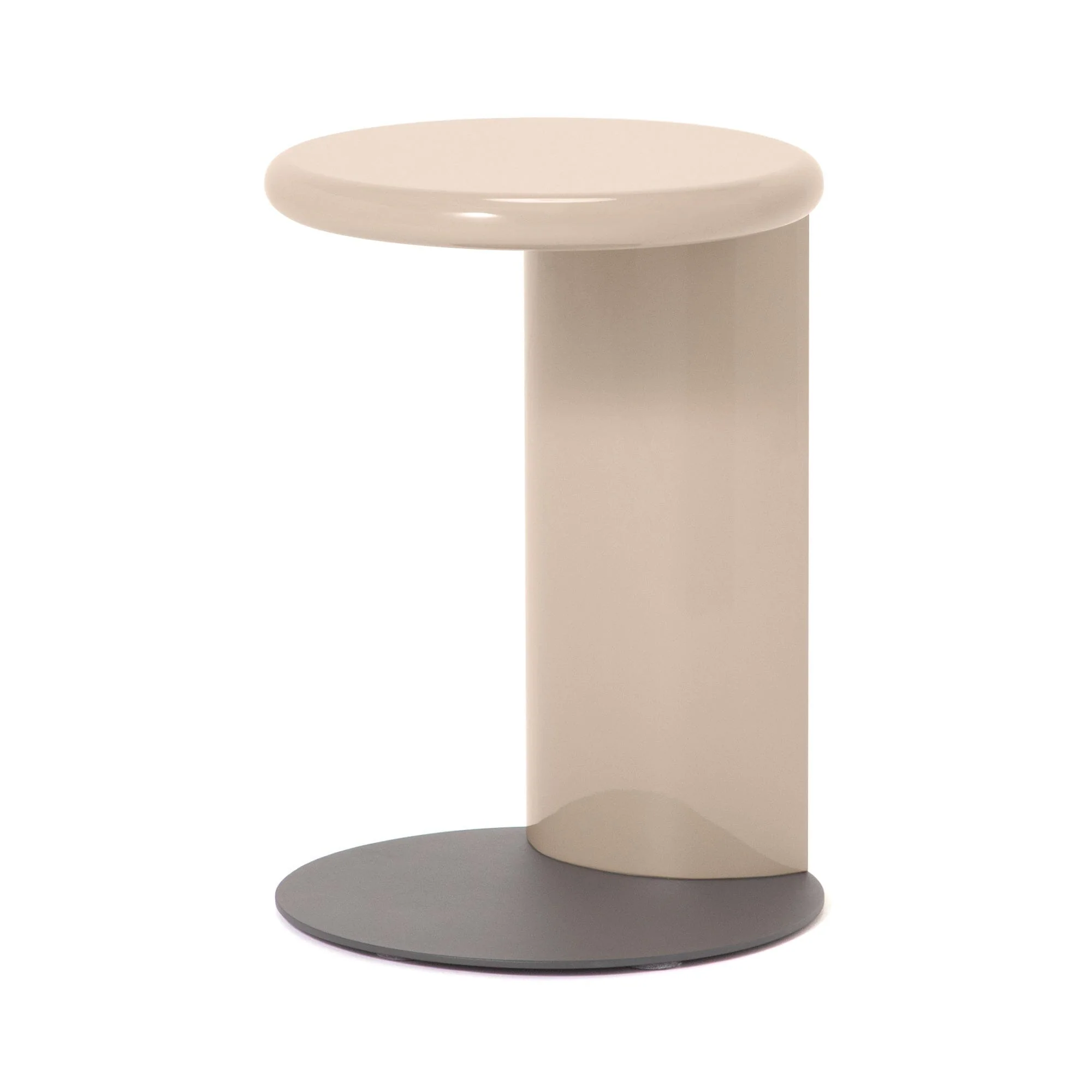 Beige Faceted Square Side Table