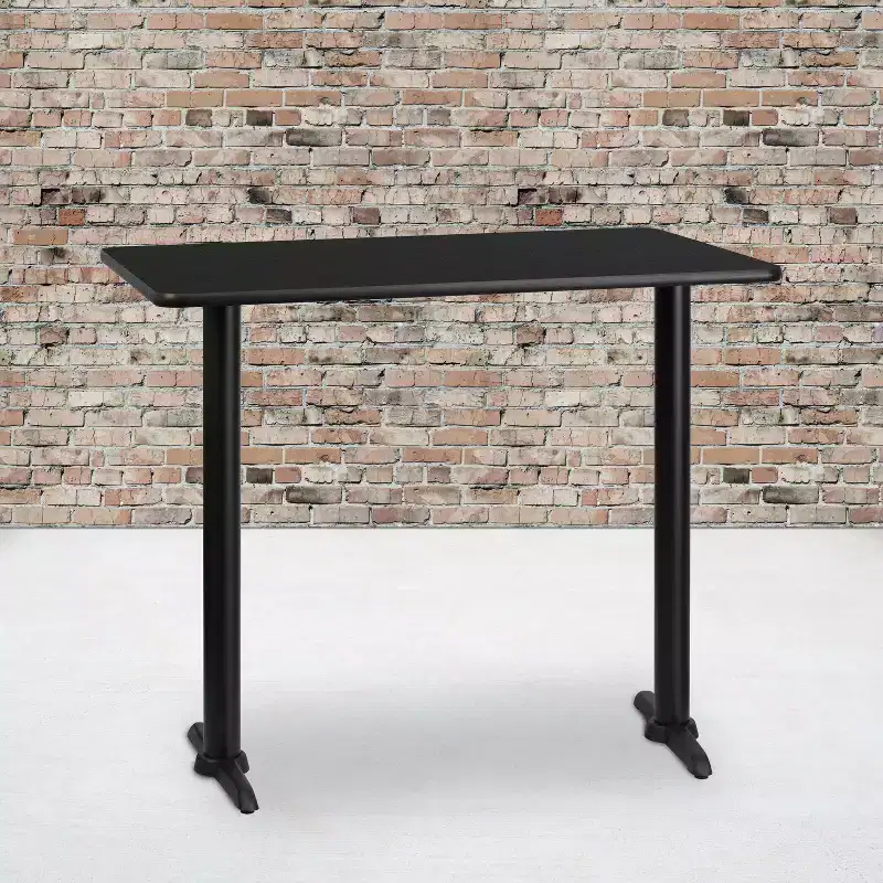 Flash Furniture 30'' x 48'' Rectangular Laminate Table Top with 5'' x 22'' Bar Height Table Bases