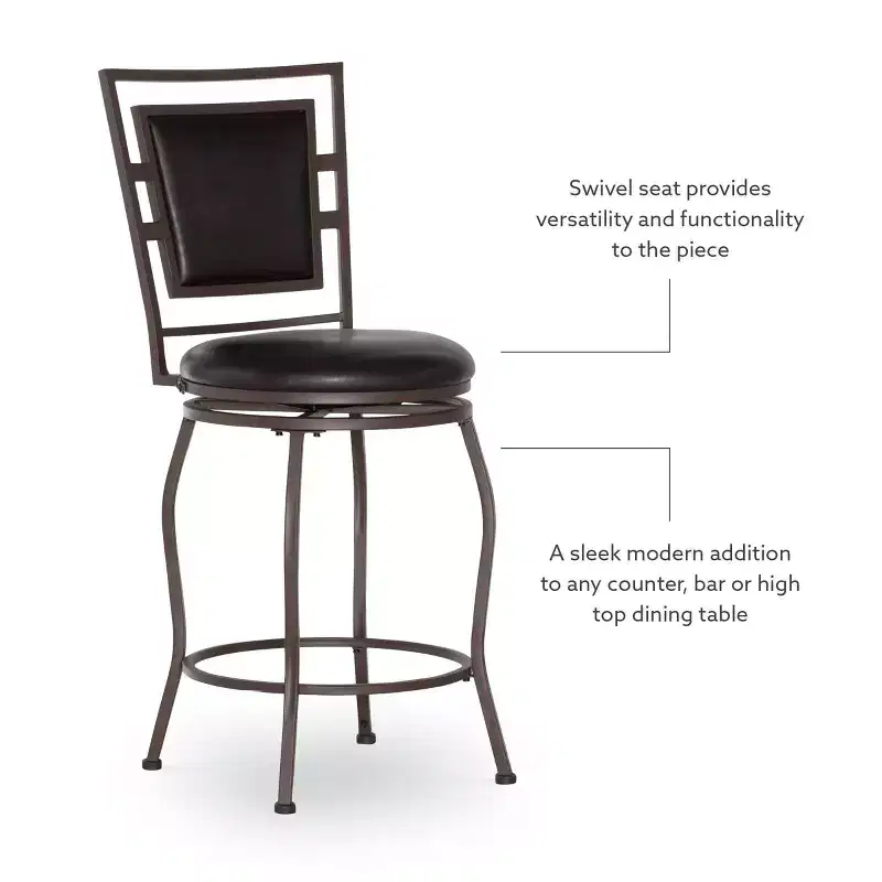 Linon 3pc Teagan Adjustable Stool Set Dark Brown: Upholstered, Powder-Coated, Kitchen Island Seating