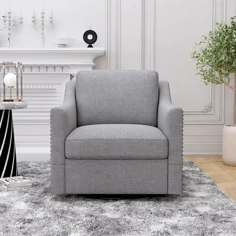 Swivel Linen Blend Modern Soft Velvet Material Ergonomics Accent Chair