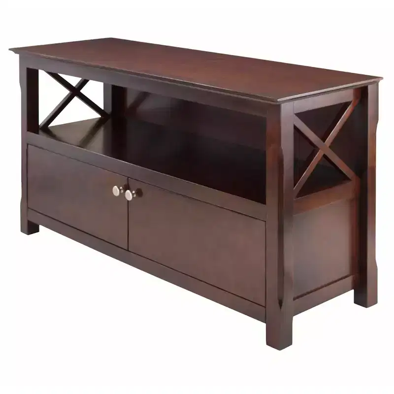 Xola TV Stand for TVs up to 40" Dark Brown - Winsome: Beveled Edges, Chrome-Finish Pulls, Media Shelf