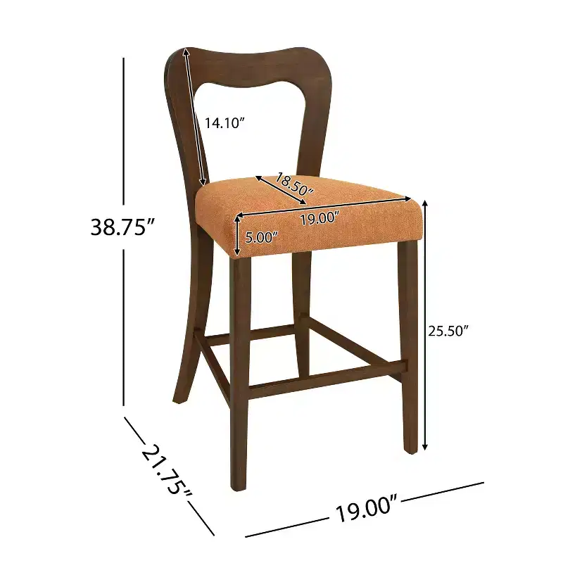 Christopher Knight Home Imamu Rubberwood Upholstered Counter Stools with Curved Open Back (Set of 2)