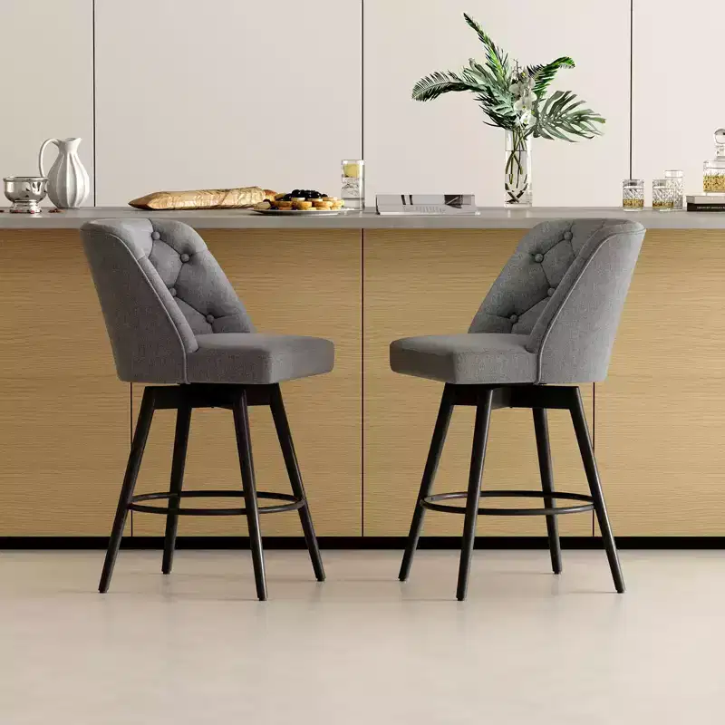 Bar Stools with Backs, 26 Counter Height Bar Stools Set of 2, Modern Kitchen Island Chairs