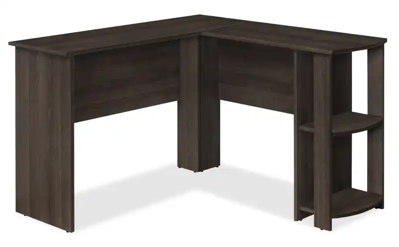 47 L-Shaped Office Desk with Shelf- Oak