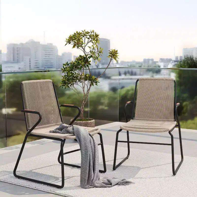 Christopher Knight Home Brook Modern Outdoor Iron and Rope Weave Club Chairs (Set of 2)