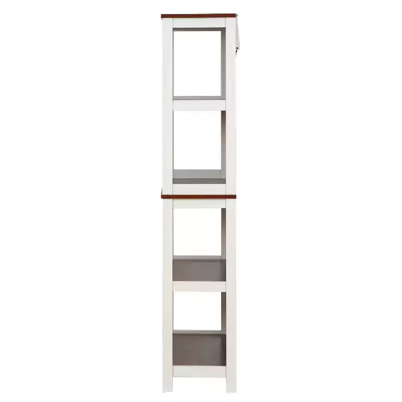LuxenHome 4-Shelf 59.5 H x 31.38 W Cherry and White Manufactured Wood Bookcase Brown