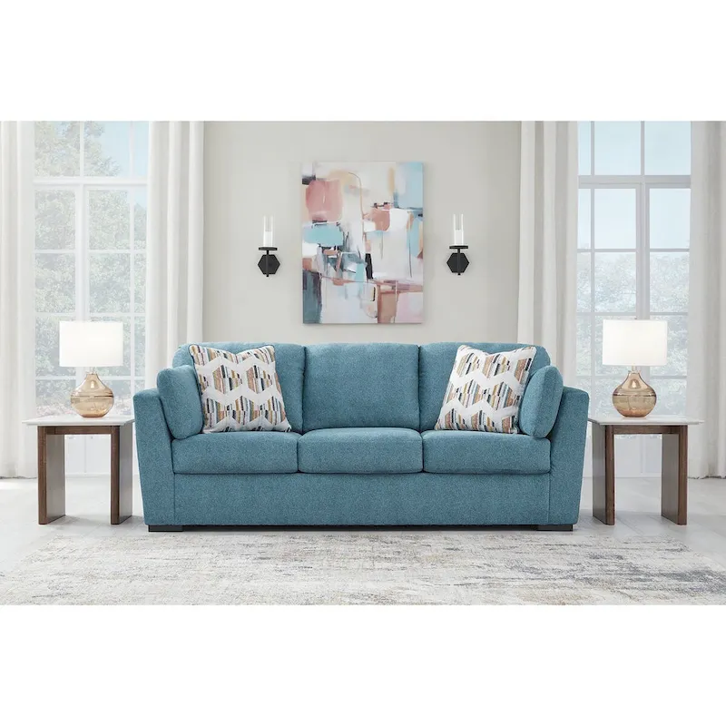 Keerwick Teal Queen Sofa Sleeper - 94 W x 41 D x 39 H