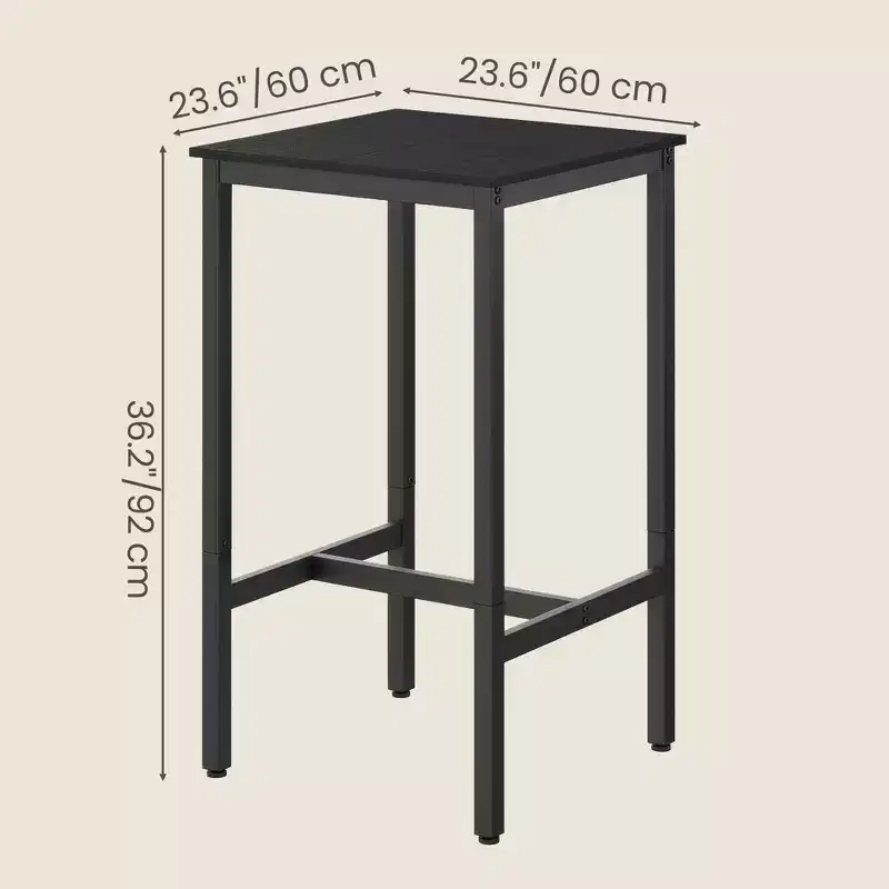 Bar Table - Small Kitchen Dining Table, High Top Pub Table.23.6 x 23.6 x 36.2 - Inch Height Cocktail Table with Sturdy Metal Frame