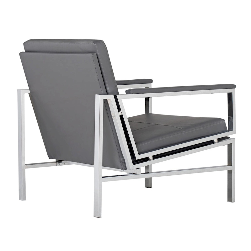 Strick & Bolton Regina Metal and Bonded Leather Mid Century Accent Chair