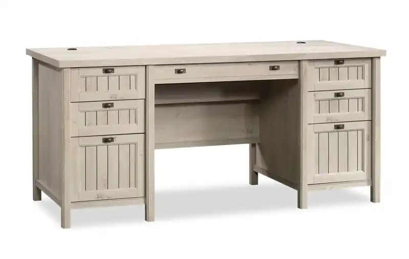 65.12 Executive Office Desk with 7-Drawers - Chalked Chestnut