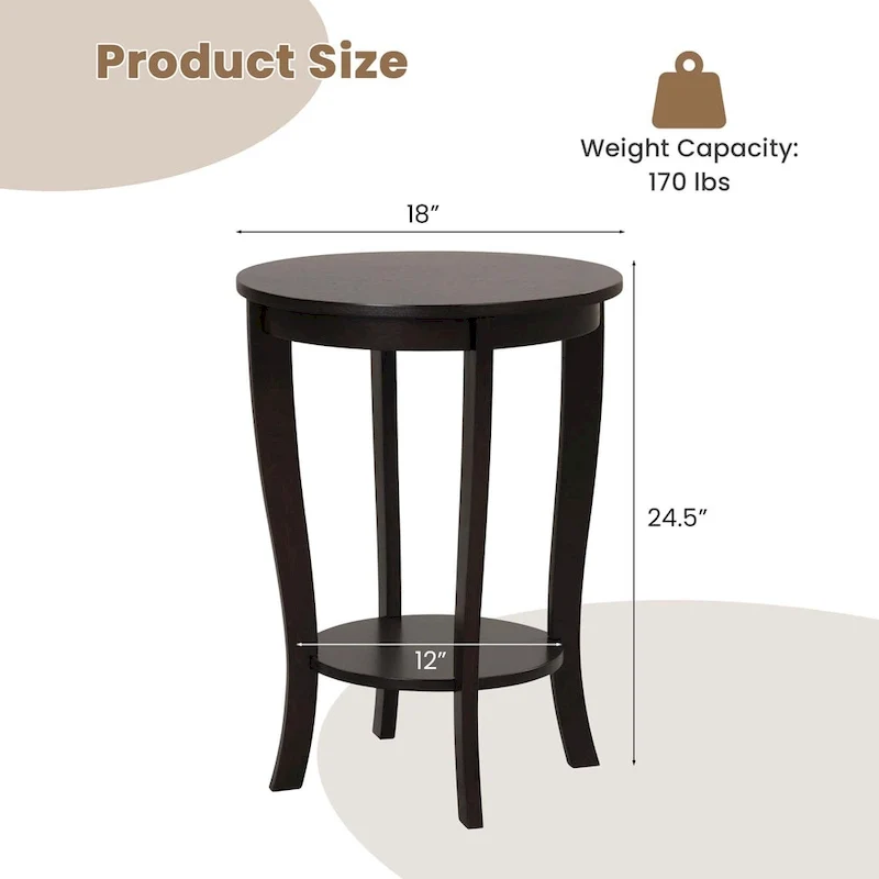 2-Tier Round Side Table Set of 2, 18