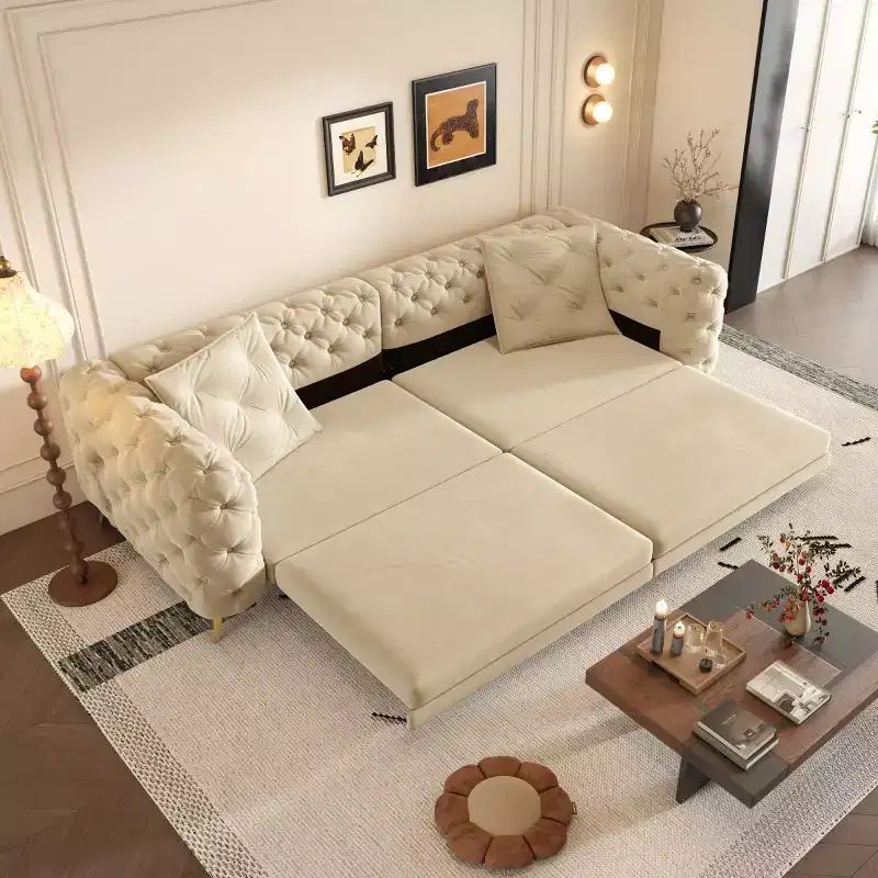 3-in-1 Convertible King Size Sleeper Sofa Bed with Movable Ottoman – 97.7