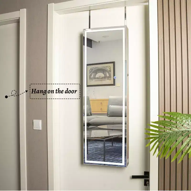 Moedern Full Body Mirror with Jewelry Storage, Wall Mirror with Security Lock, Door Mirror for Living Room, Clothing Room