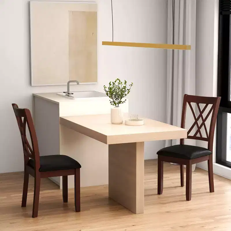 Costway Set of 2 Dining Chair Kitchen Chair with Backrest Padded Seat & Rubber Wood Legs