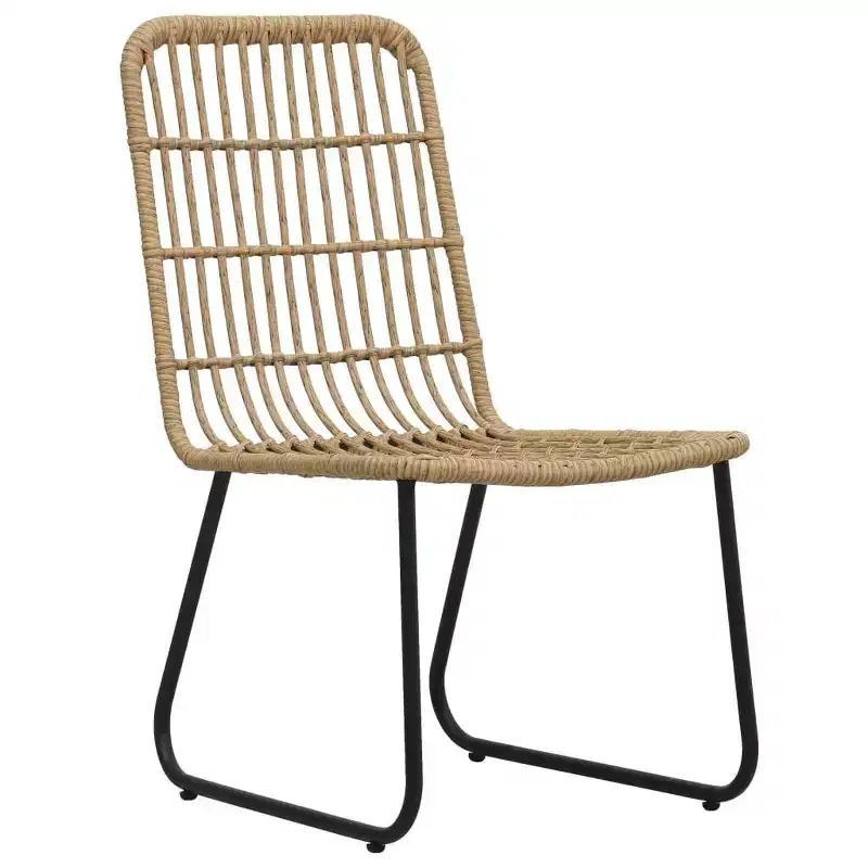 vidaXL Patio Chairs 2 Pcs Modern Dining Chair for Outdoor Balcony Poly Rattan