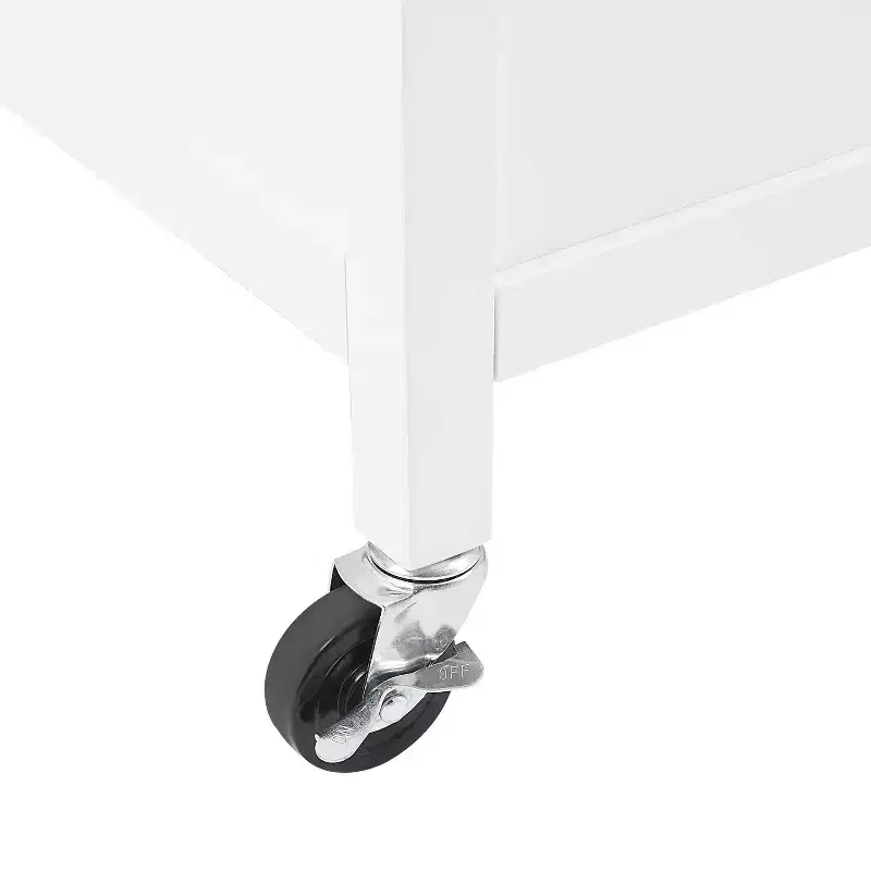 Crosley Soren Stone Top Kitchen Island/Cart White: Rolling Cart with Storage, 2 Shelves, 3 Drawers, Traditional Style