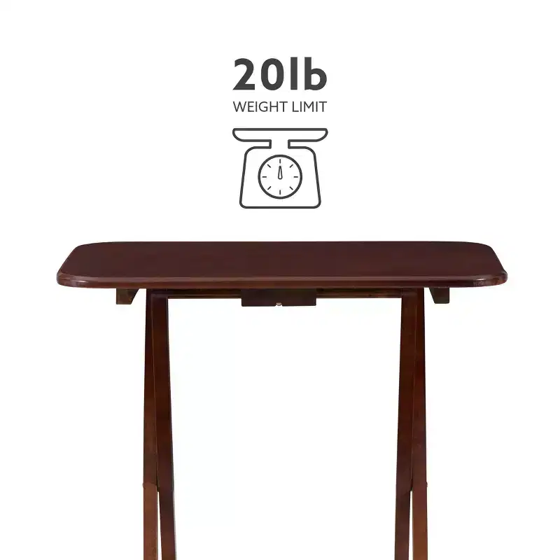 5pc Grant Folding TV Snack Tray Tables Dark Cherry/Chrome - Powell: Set of 4 with Stand, MDF Wood Finish