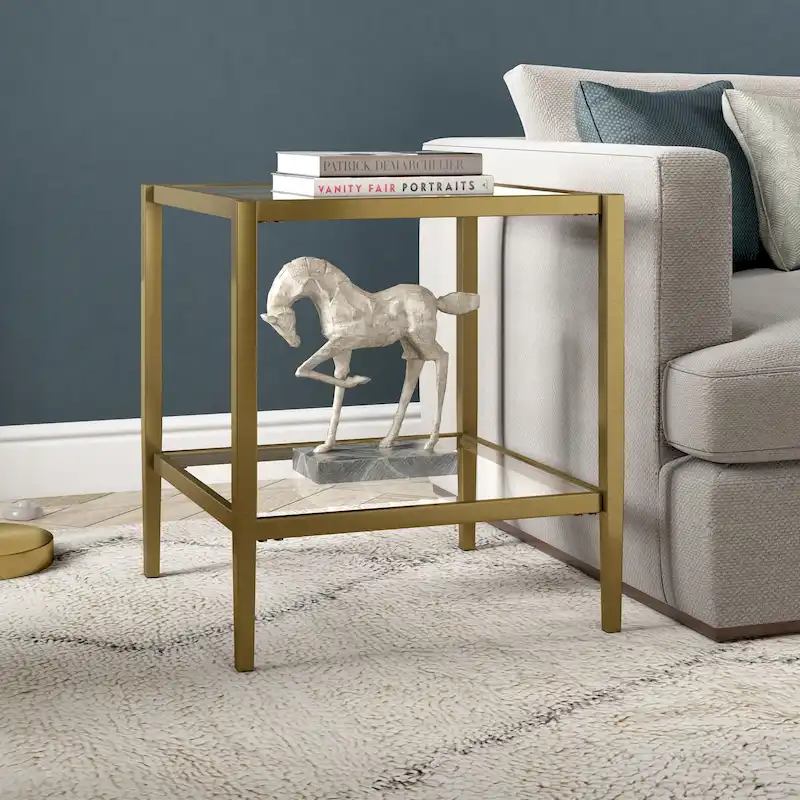 Hera 20 Wide Square Side Table with Clear Shelf